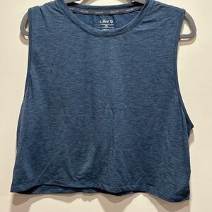 Baleaf Blue Sleeveless Crop Muscle Tee
